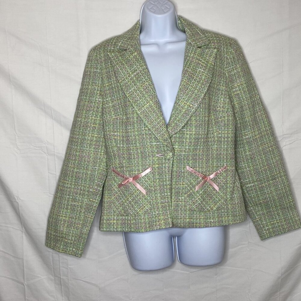 Bentley A. Light Green Tweed Easter Lined Blazer with Front Pockets